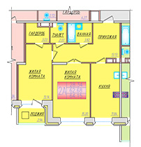 Двухкомнатная квартира 64 кв.м (планировка №2)